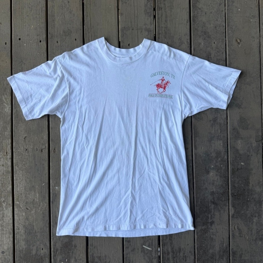 Vintage 90s Polo International Galveston TX T-Shirt White L